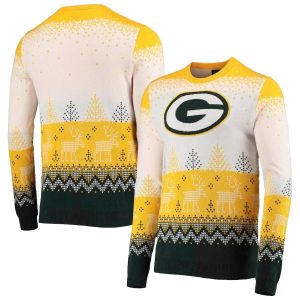 Green Bay Packers Christmas Green And Yellow Pattern Ugly Sweater