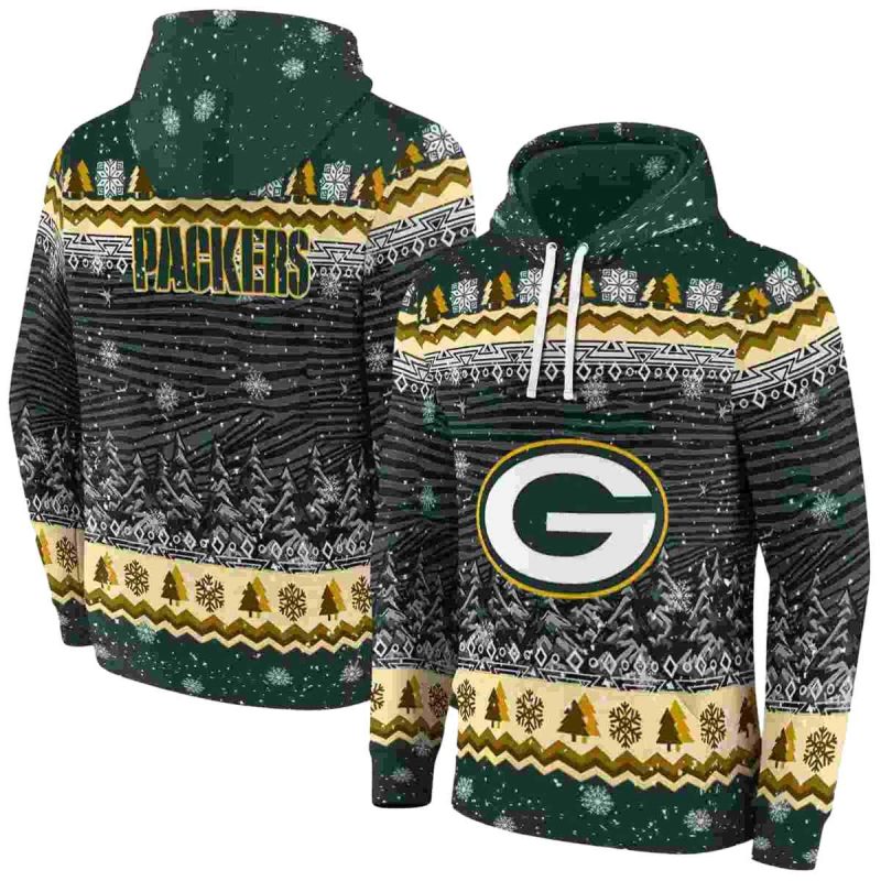 Green Bay Packers Christmas Trees Green Aop Hoodie 1