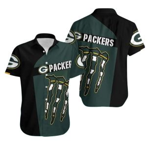 Green Bay Packers Claw Scratch Monster Energy Black Hawaiian Shirt