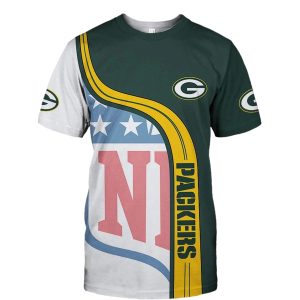 Green Bay Packers Curves Green White AOP T Shirt