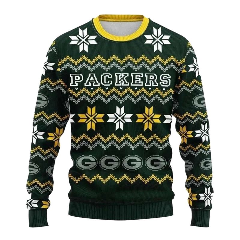 Green Bay Packers Cute Snowflakes Graphic Gift For Men Aop Sweatshirt 1