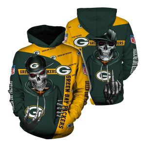 Green Bay Packers Cute deaths With Hat AOP Hoodie