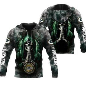 Green Bay Packers Death smoke Praying Skull AOP Hoodie