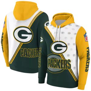 Green Bay Packers Diagonal Stripe Green White AOP Hoodie