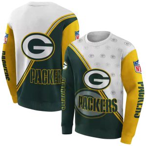 Green Bay Packers Diagonal Stripe Green White AOP Sweatshirt