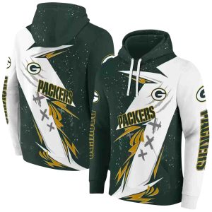 Green Bay Packers Dynamic Slash Green White AOP Hoodie