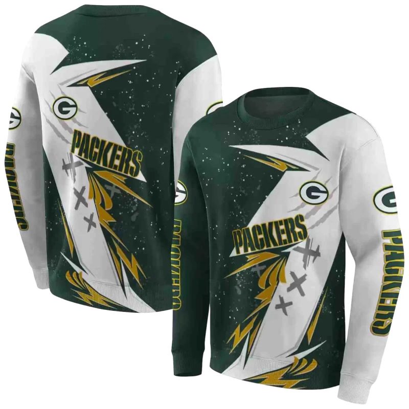 Green Bay Packers Dynamic Slash Green White Aop Sweatshirt 1