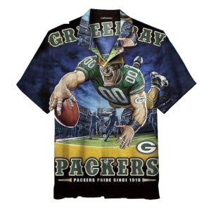 Green Bay Packers Fierce Football Player Mascot Hawaiian Shirt