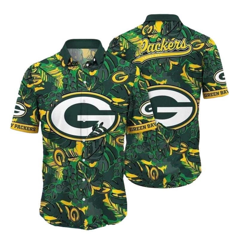 Green Bay Packers Floral Field Yellow Rose Playbook Hawaiian Shirt 1