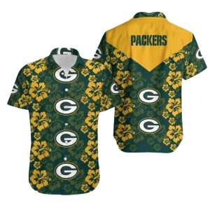 Green Bay Packers Floral Hibiscus Design Hawaiian Shirt