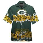Green Bay Packers Floral Hibiscus Logo Hawaiian Shirt