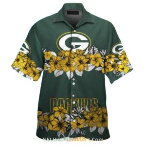 Green Bay Packers Floral Hibiscus Logo Hawaiian Shirt
