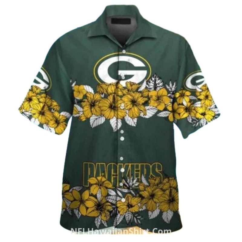 Green Bay Packers Floral Hibiscus Logo Hawaiian Shirt 1