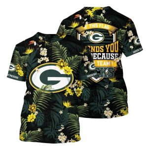Green Bay Packers Floral Pattern AOP T Shirt