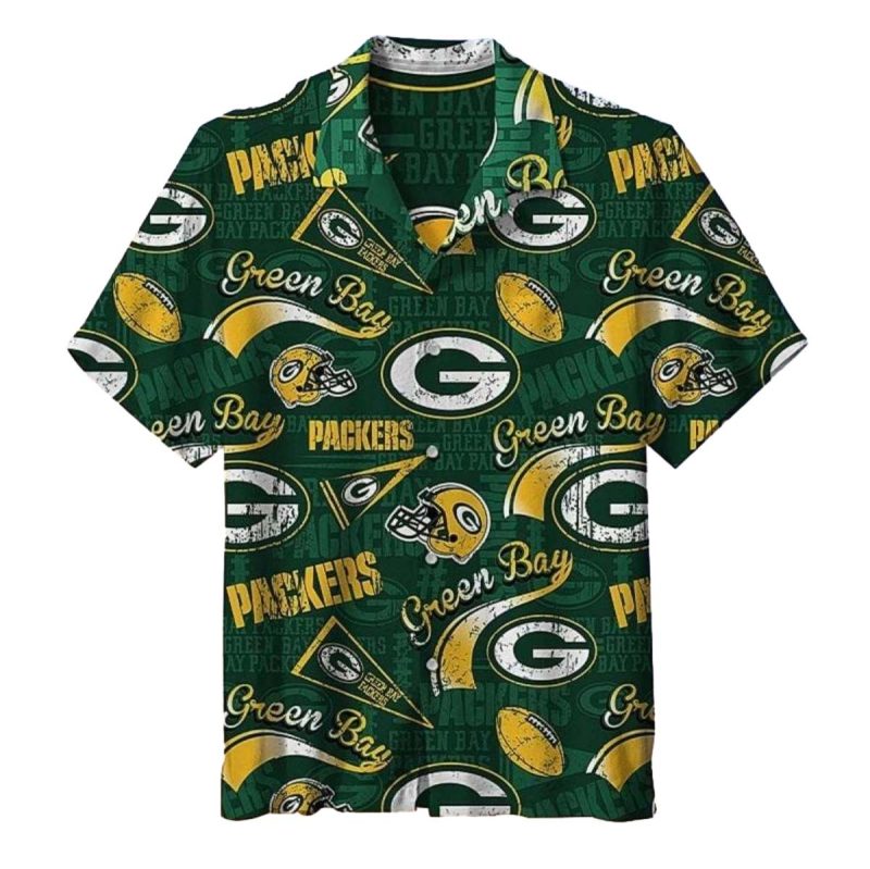 Green Bay Packers Football Theme Logo Retro Hawaiian Shirt