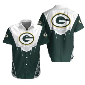 Green Bay Packers Geometric White Green Hawaiian Shirt