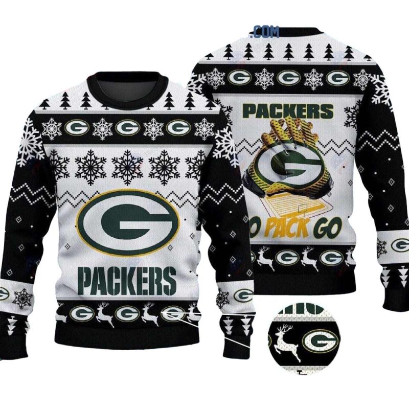 Green Bay Packers Go Pack Go Christmas Ugly Sweater 1