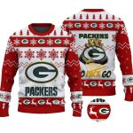 Green Bay Packers Go Pack Go Christmas White And Red Ugly Sweater