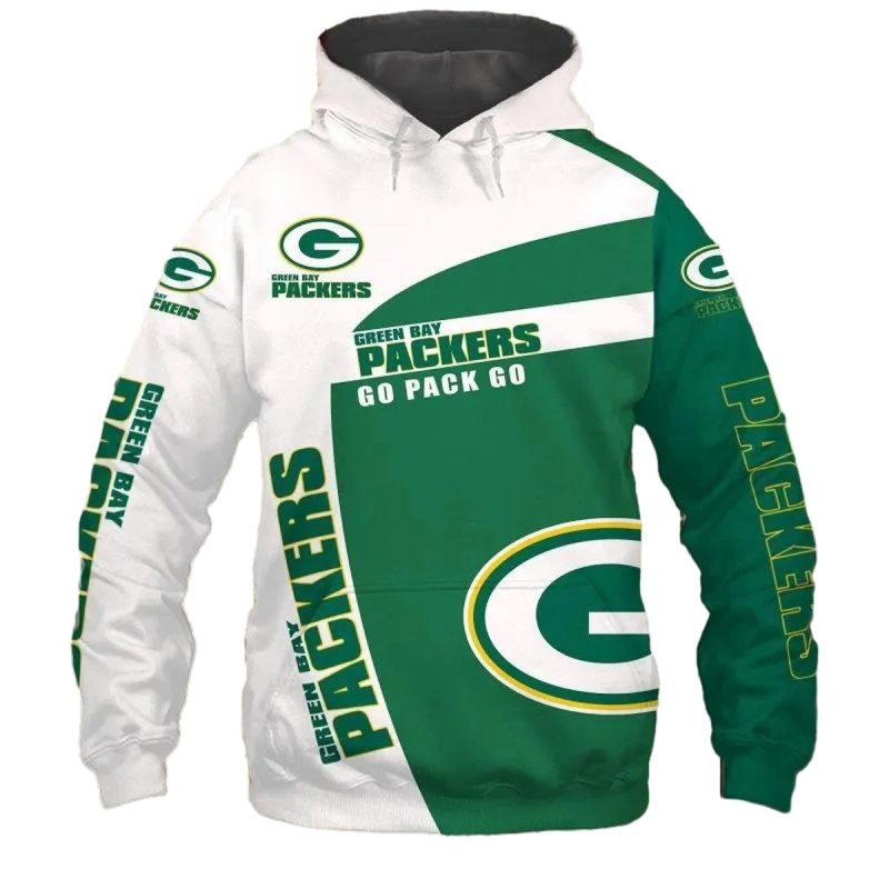 Green Bay Packers Go Pack Go Green And White Aop Hoodie 1