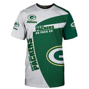 Green Bay Packers Go Pack Go Green And White AOP T Shirt