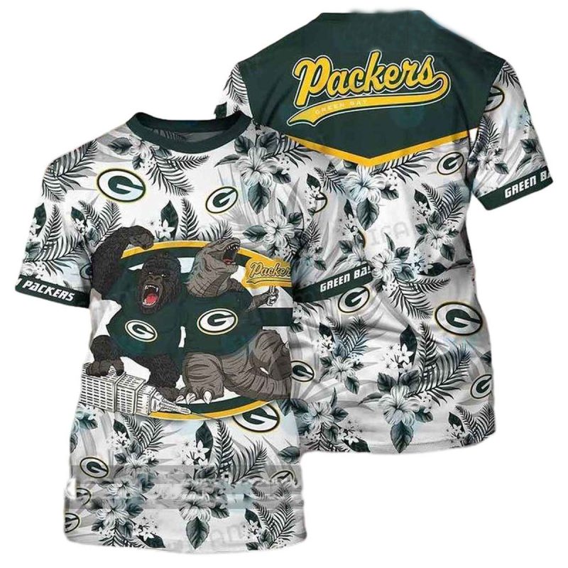 Green Bay Packers Godzilla King Kong Aop T Shirt 1