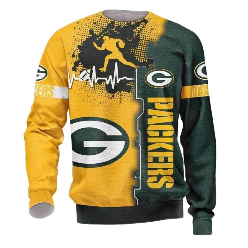 Green Bay Packers Graphic Heart Ecg Line Aop Sweatshirt 1