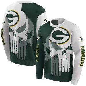 Green Bay Packers Graphic Punisher Green White AOP Sweatshirt