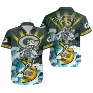 Green Bay Packers Grateful Dead Skeleton Surfer Hawaiian Shirt