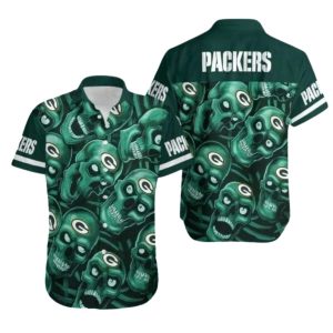 Green Bay Packers Green Skull Pattern Hawaiian Shirt