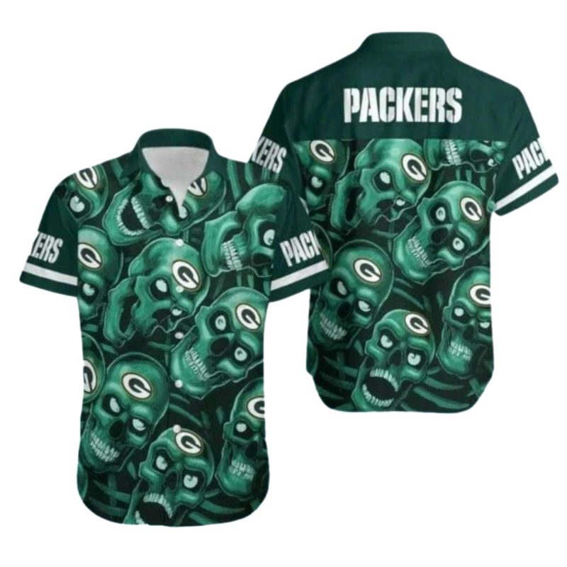Green Bay Packers Green Skull Pattern Hawaiian Shirt 1