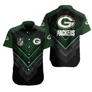 Green Bay Packers Gridiron Hexagon Green Hawaiian Shirt