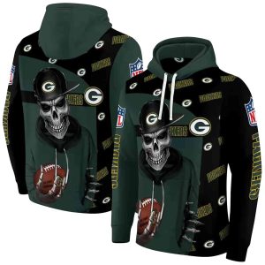 Green Bay Packers Grim Vibe Green Black AOP Hoodie