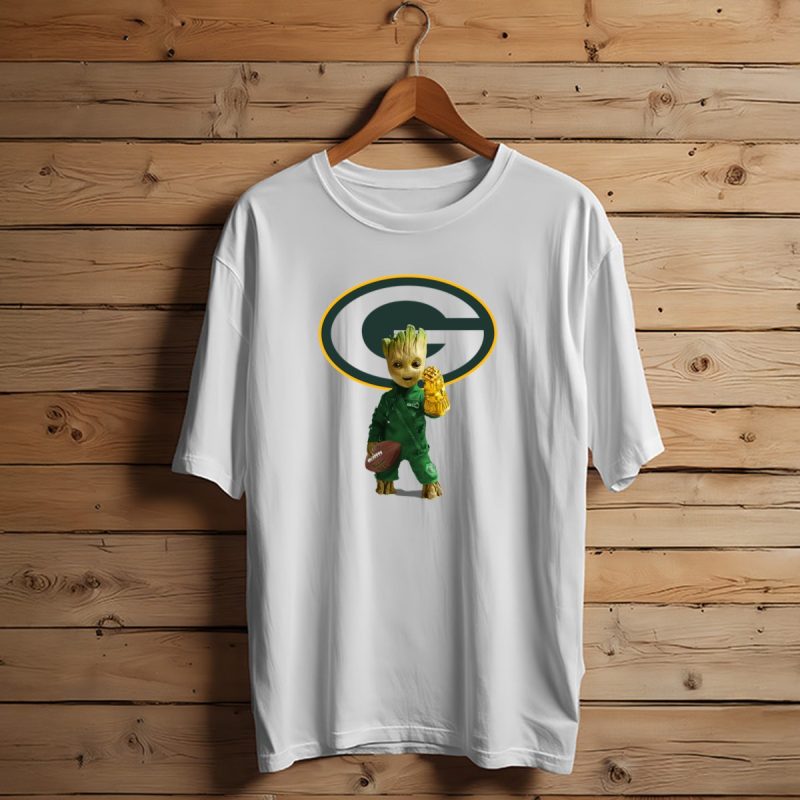 Green Bay Packers Groot Football Holding Infinity Gauntlet T Shirt T Shirt 1 1