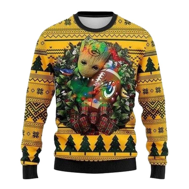 Green Bay Packers Groot Hug Logo Ugly Sweater 1