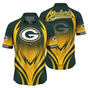 Green Bay Packers Halftone Green And Yellow Pattern AOP T Shirt