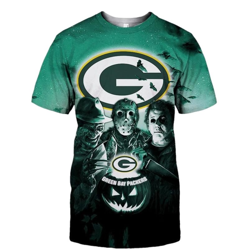 Green Bay Packers Halloween Horror Night Gift For Fan Aop T Shirt 1