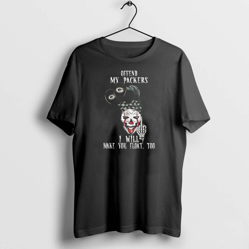 Green Bay Packers Halloween Offend My Packers I Will Make You Float Too T Shirt 1 1 T Shirt 1 1