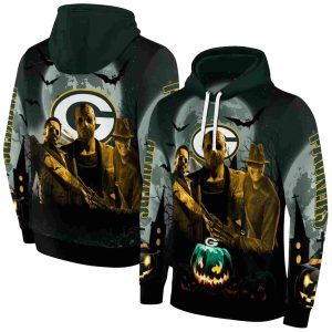 Green Bay Packers Halloween Vibes Green Black AOP Hoodie