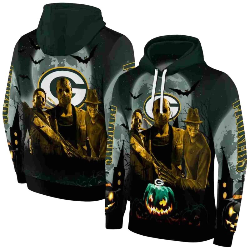Green Bay Packers Halloween Vibes Green Black Aop Hoodie 1