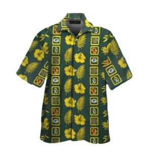 Green Bay Packers Hibiscus And Icon Pattern Hawaiian Shirt