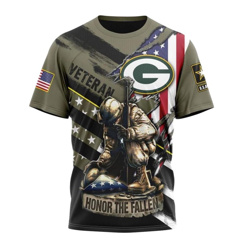 Green Bay Packers Honor Veterans Kneeling Soldier Aop T Shirt 1