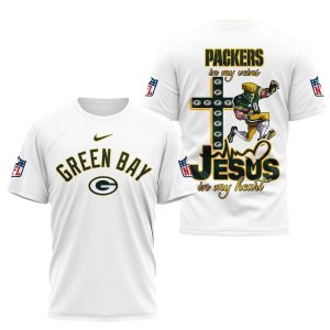 Green Bay Packers In My Veins White Pattern AOP T Shirt