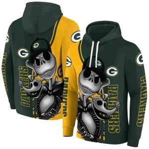Green Bay Packers Jack Skellington Green AOP Hoodie