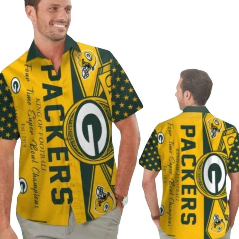 Green Bay Packers King Of Football Yellow Hawaiian Shirt 1