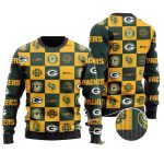 Green Bay Packers Logo Checkered Flannel Design Ugly Sweater