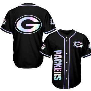 Green Bay Packers Lovely Logo Black Baseball Jersey