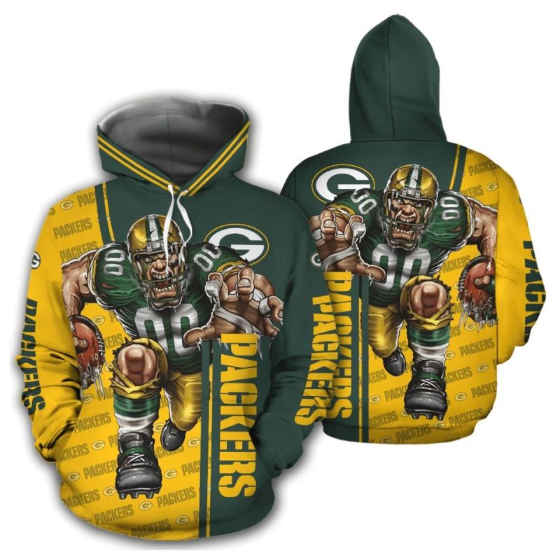 Green Bay Packers Mascot Design Gift For Fans Aop Hoodie 1