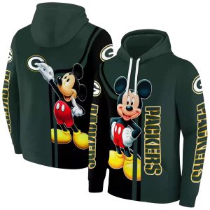 Green Bay Packers Mickey Mouse Green Black AOP Hoodie