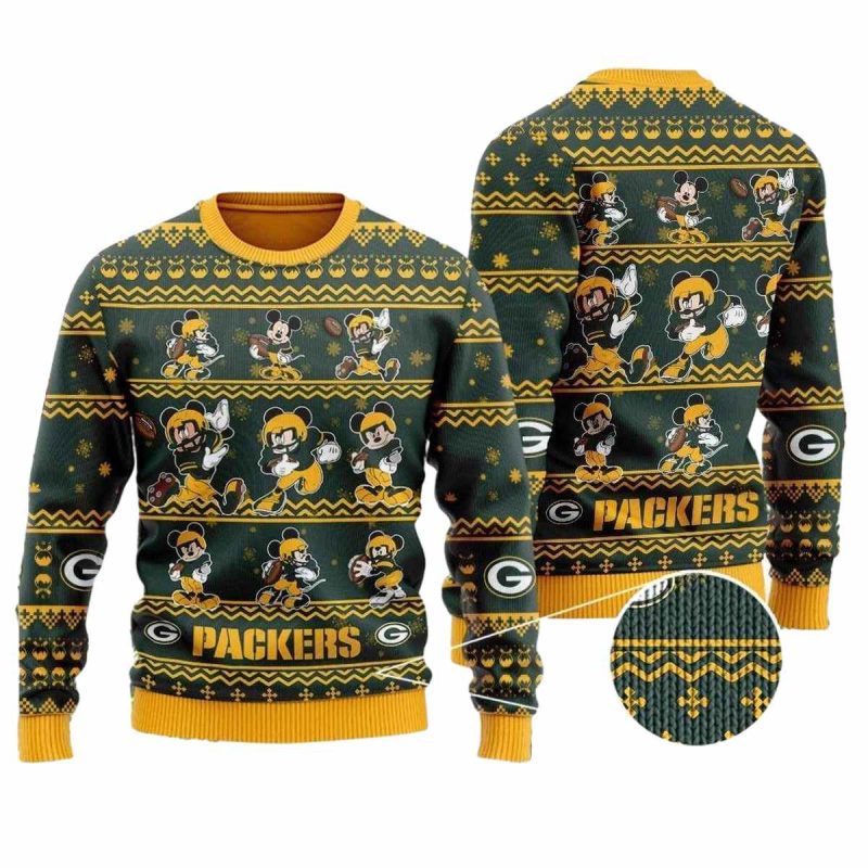 Green Bay Packers Mickey Mouse Holiday Party Ugly Sweater 1