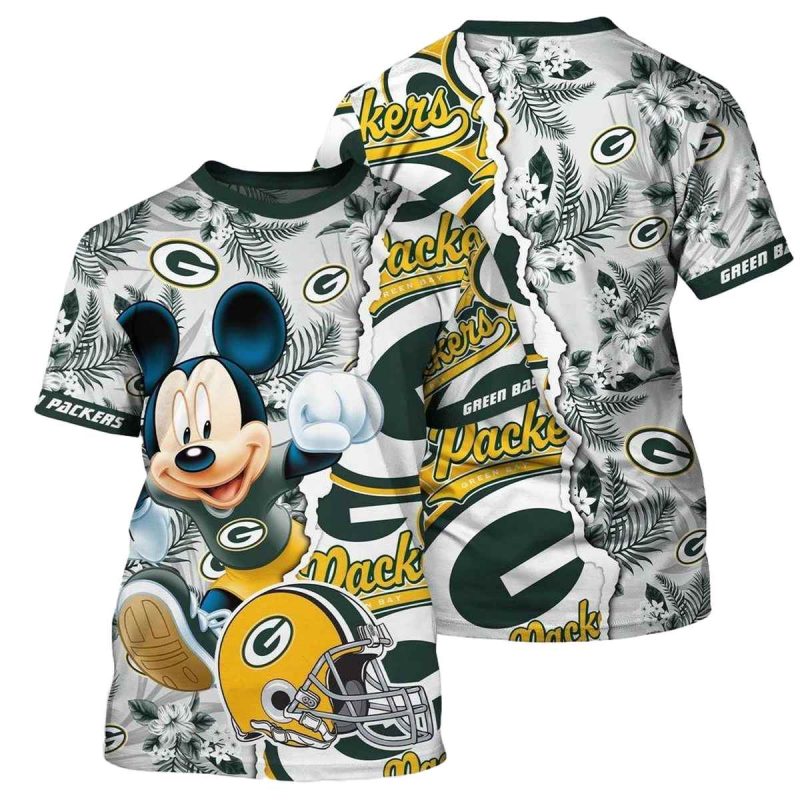 Green Bay Packers Mickey Mouse Tropical Pattern Aop T Shirt 1